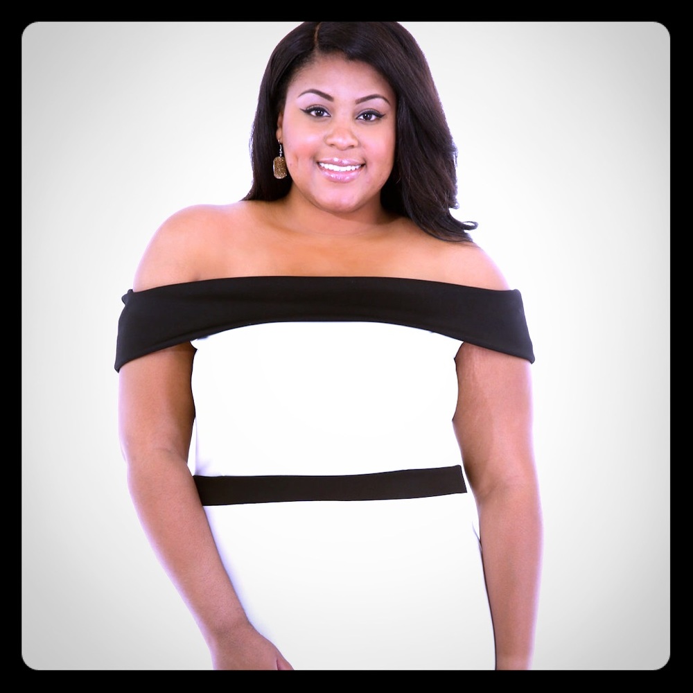 Sexy Off Shoulder Black and White Dress